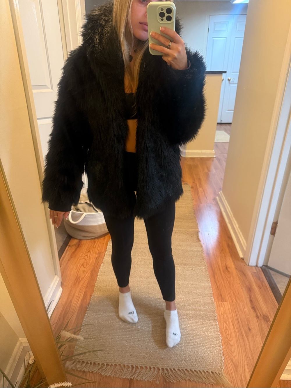 Abercrombie & Fitch Black Faux Fur Hooded Jacket